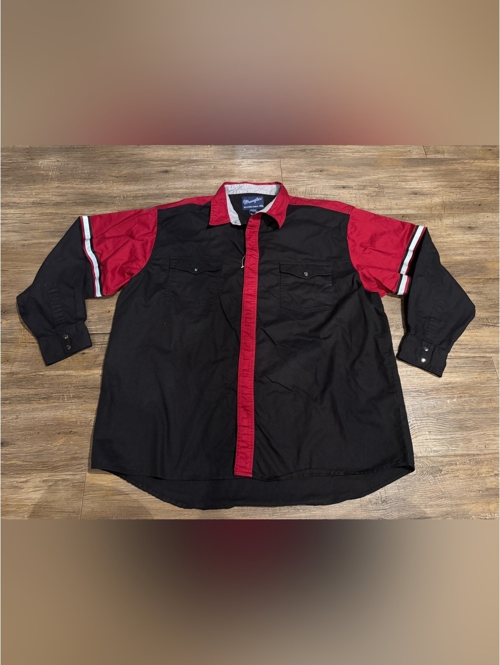 NWOT Vintage Wrangler Western Shirt Cowboy Colorblock Black Red Sz XXL